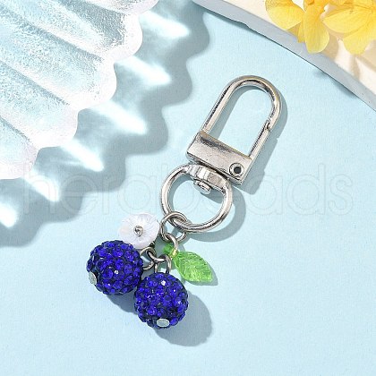 Polymer Clay Rhinestone Cherry Pendant Decorations HJEW-JM03268-02-1