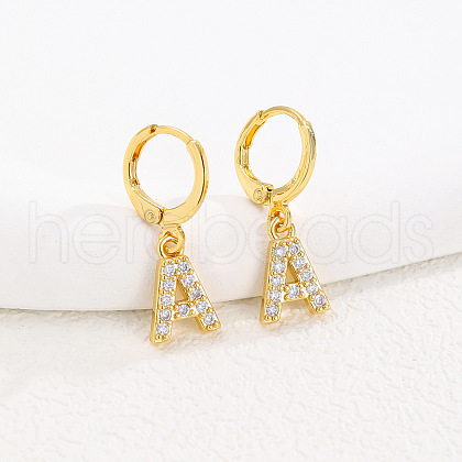Brass Micro Pave Clear Cubic Zirconia Hoop Earrings FS-WGAF6E5-08-1