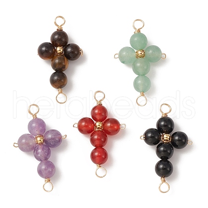 Natural Mixed Gemstone Connector Charms PALLOY-JF02150-1