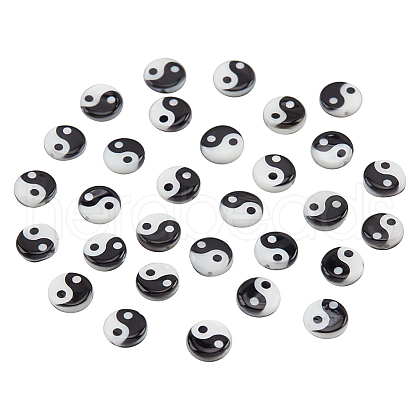  50Pcs Natural Freshwater Shell Printed Beads SHEL-NB0001-56A-1