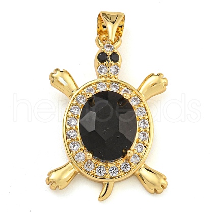 Tortoise Rack Plating Brass Micro Pave Cubic Zirconia Charms KK-G513-78A-03G-1