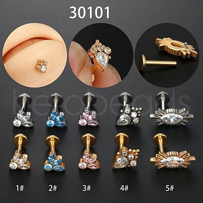 G23 Titanium Micro Pave Clear Cubic Zirconia Threadless Labrets WGA56E5-01-1