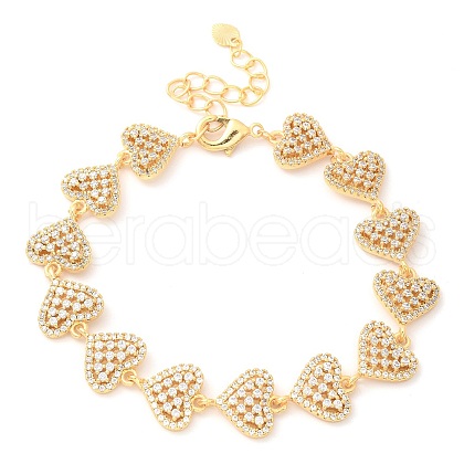 Brass Micro Pave Clear Cubic Zirconia Link Chain Bracelets BJEW-M053-02G-1