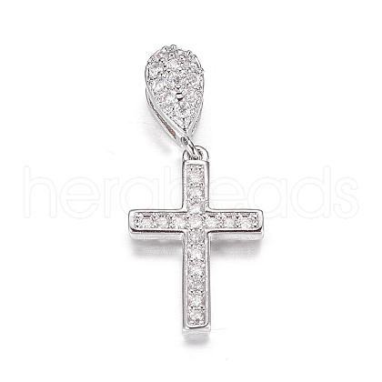 Brass Micro Pave Cubic Zirconia Charms ZIRC-P060-08P-1