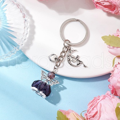 Glass & Tibetan Style Alloy Keychain KEYC-MZ00037-06-1