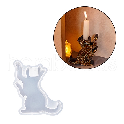 Lovely Cat Shape Candlestick Silicone Molds SIMO-C010-01C-1