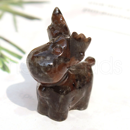 Christmas Natural Mahogany Obsidian Carved Healing Deer Figurines WG18412-03-1