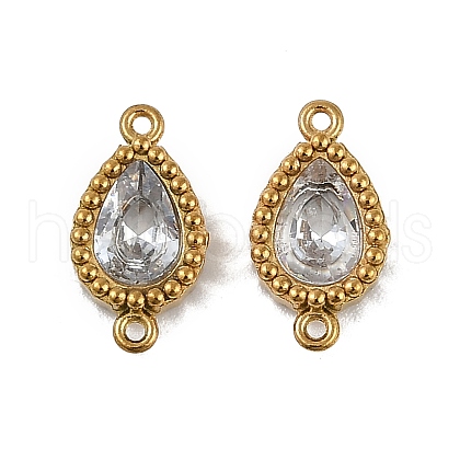 Ion Plating(IP) 304 Stainless Steel Cubic Zirconia Teardrop Links Connector Charms STAS-K256-23G-07-1