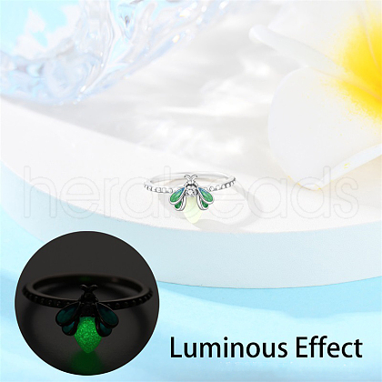 Glowworm Brass & Rhinestone & Luminous Stone Finger Rings for Women FS-WG997BF-02-1