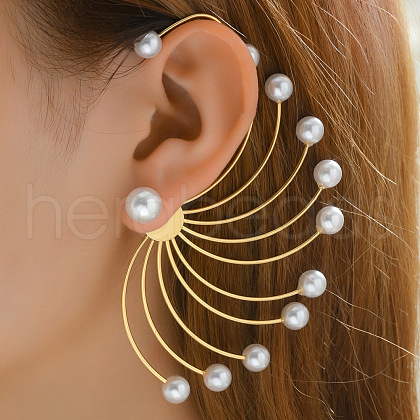 Alloy Imitation Pearl Stud Earrings FS-WG5D096-01-1