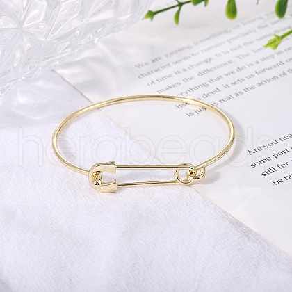 Paper Clip Shaped Brass Cuff Bangles for Women FS-WG1BAA8-01-1