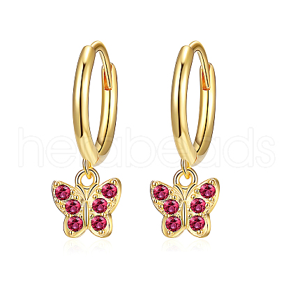 Elegant S925 Sterling Silver Butterfly Hoop Earrings BR6455-5-1
