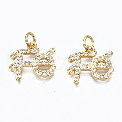 Brass Micro Pave Clear Cubic Zirconia Charms ZIRC-N039-142-NF-1