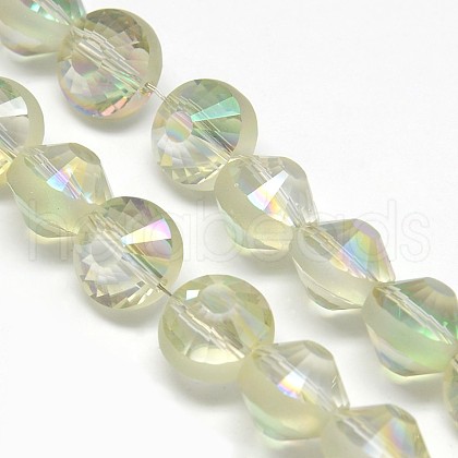 Electroplate Frosted Crystal Glass Bicone Beads Strands EGLA-F038-A12-01-1