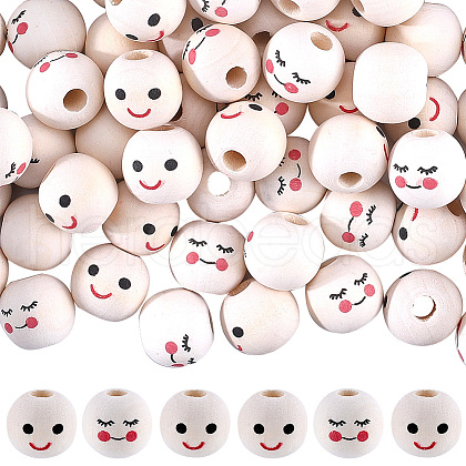 100Pcs 2 Styles Maple Wood European Beads WOOD-GF0002-22-1