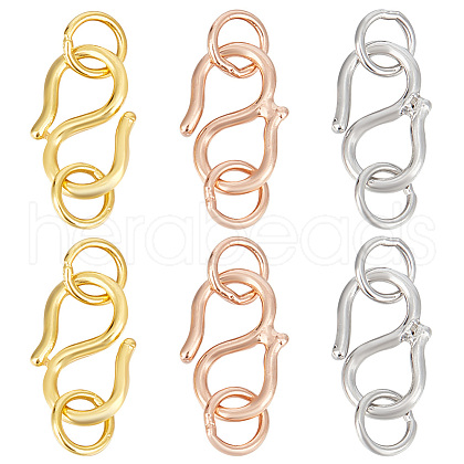 GOMAKERER 6Pcs 3 Colors 925 Sterling Silver S-Hook Clasps FIND-GO0001-44A-1