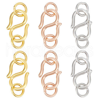 GOMAKERER 6Pcs 3 Colors 925 Sterling Silver S-Hook Clasps FIND-GO0001-44A-1