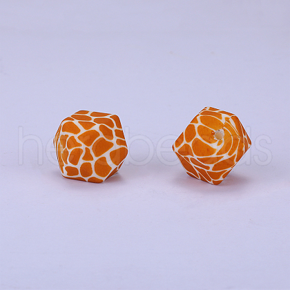 Colorful Pattern Printed Silicone Focal Beads SI-JX0022A-14-1