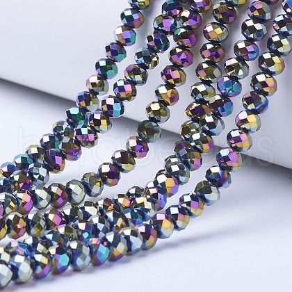 Electroplate Transparent Glass Beads Strands X-EGLA-A034-T8mm-UA07-1