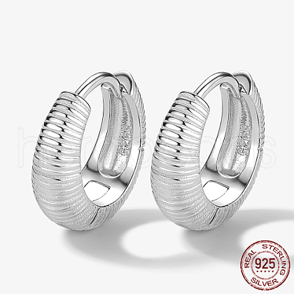 Rhodium Plated 925 Sterling Silver Hoop Earrings WZ9806-5-1