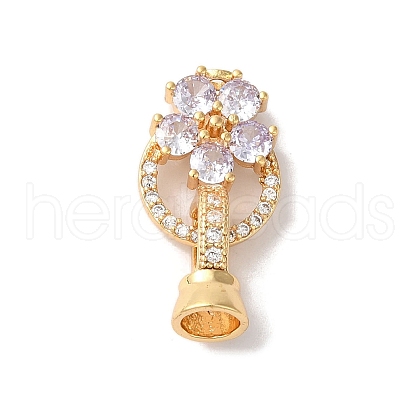 Brass Micro Pave Cubic Zirconia Fold Over Clasps KK-B098-08G-03-1