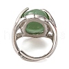 Oval Natural Green Aventurine Finger Ring G-Q184-06C-P-3