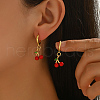 Brass Enamel Hoop Earrings XF3757-2-1