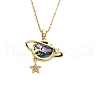 Fashionable Brass Pave Natural Paua Shell & Clear Cubic Zirconia Pendant Necklaces for Daily Parties QO9830-3-1