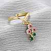 Brass Micro Pave Cubic Zirconia Open Cuff Rings for Women RJEW-U057-12A-G-1