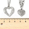 2Pcs 304 Stainless Steel Wing Heart Pendant Double Layer Necklaces for Women NJEW-U044-01P-3