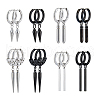 FIBLOOM 16Pcs 8 Style 304 & 201 Stainless Steel Dangle Hoop Earrings with Stainless Steel Pins EJEW-FI0002-92-1