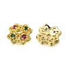 Flower Brass Micro Pave Cubic Zirconia Bead Caps KK-K300-01B-G-2