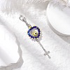Handmade Evil Eye Lampwork & Glass Seed Beaded Heart Pendant Decorations HJEW-MZ00211-04-1