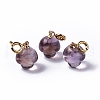 Natural Amethyst Mushroom Spring Ring Clasp Charms HJEW-P014-02G-1