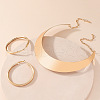 Chunky Alloy Choker Necklace & Hoop Earring FS-WG64904-04-2