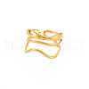 Ion Plating(IP) 304 Stainless Steel Wave Wrap Open Cuff Ring for Women RJEW-S405-236G-1