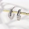 C-Shaped Brass Micro Pave Cubic Zirconia Stud Earrings for Women EJEW-G428-21P-01-1
