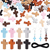   128Pcs 8 Styles Wood Dyed Pendants WOOD-PH0002-49-1