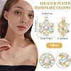 Beebeecraft Brass Micro Pave Pale Turquoise Cubic Zirconia Charms ZIRC-BBC0001-09-2