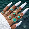 8Pcs 8 Style Synthetic Turquoise Finger Rings Sets PW-WG41930-03-1
