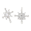 Brass Pave Clear Cubic Zirconia Stud Earring Findings KK-F875-09P-2