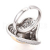Brass Micro Pave Cubic Zirconia Adjustable Open Cuff Rings for Women RJEW-N051-05GP-3