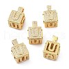 Alphabet Brass Micro Pave Clear Cubic Zirconia Pendants ZIRC-O045-01G-U-1