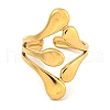 Ion Plating(IP) 304 Stainless Steel Teardrop Open Cuff Ring for Women RJEW-A043-14G-2