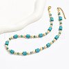 Elegant Bohemian Style Handmade Synthetic Turquoise Column Beaded Necklaces for Women's Date Gift PZ3829-4