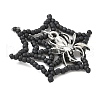 Halloween Theme Spider Web Glass Seed Beads Pendants PALLOY-MZ00779-01-3