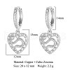 Brass Micro Pave Clear Cubic Zirconia Hoop Earrings EJEW-OY001-12P-2