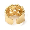 Rack Plating Real 18K Gold Plated Brass Hollow Oval Open Cuff Rings RJEW-B048-10G-3