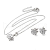 Flower Brass Micro Pave Clear Cubic Zirconia Stud Earrings & Pendant Necklaces Sets SJEW-Z002-04P-4