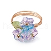 Electroplate Glass Beaded Rings RJEW-TA00195-4